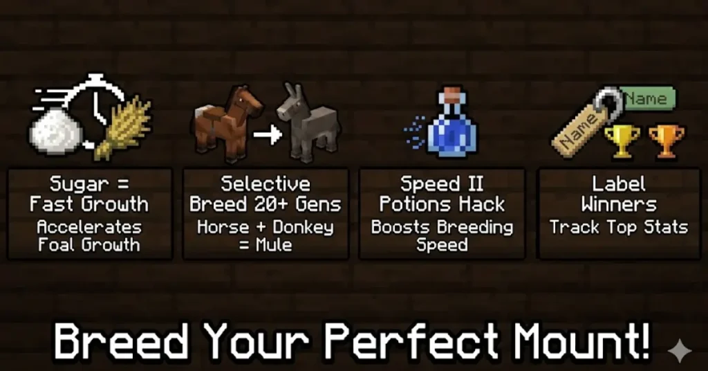Minecraft horse breeding pro tips growth acceleration selective breeding